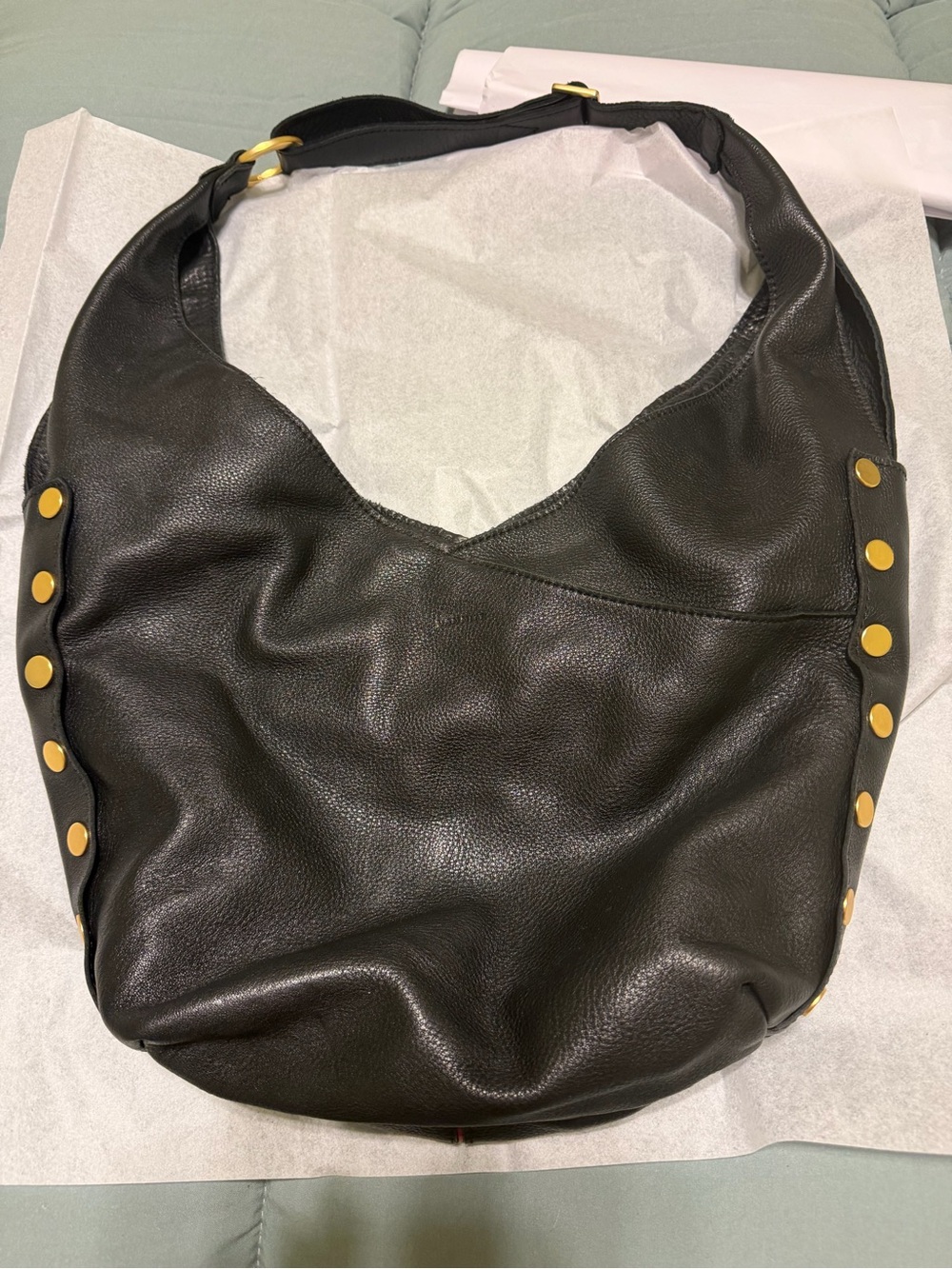 Hammitt Black Leather Hobo with Gold-Tone Studs